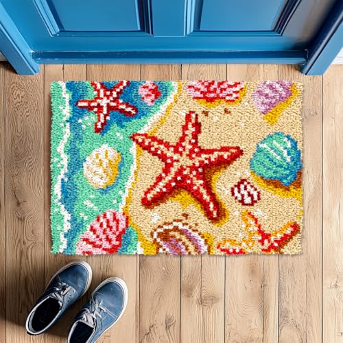 ORIGACH Summer Beach Latch Hook Rug Kit for Adults, 20.5x15inch - style: Beach