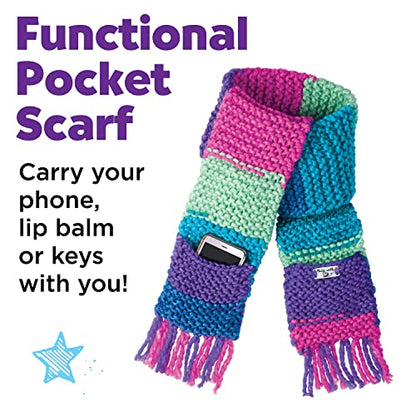 Creativity for Kids Learn to Knit Pocket Scarf - DIY Knitting Kit for Beginners, Kids Craft Kit - style: Pocket Scarf