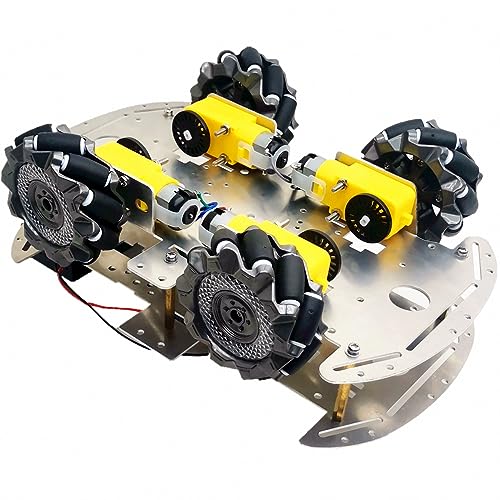 DIY Mecanum Wheel Robot Kit Parts 4WD Omnidirectional Wheels Smart Robot Car Chassis Kit Robotics Accessory for Adult Age 15+ (4Pcs Wheels and 4Pcs TT Motor)