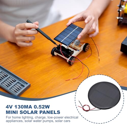 MECCANIXITY 5 Pcs 4V 0.52W 130mA Mini Solar Panels, Small Polycrystalline Solar Cell Panel with 2 Cable for DIY Electric Toy Materials Kits Charger, 73mm Dia - style: 4V 0.52W 130mA