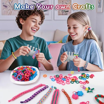 FUNiOi 1000 PCS Cat Weaving Loom Refill for Bracelet Making Kit, DIY Arts and Crafts Supplies, Baby Hair Ties for Girls Ages 6-12, Gift Idea for Kids and Beginners - size: Loom Loops Refill