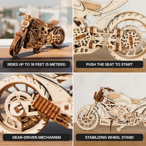 Wood Trick Motorcycle 3D Wooden Puzzles for Adults to Build