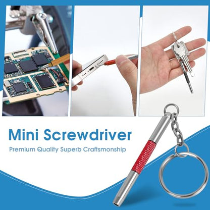 UNEAK - Eyeglass Screwdriver Repair Kit Black & Red & Yellow Precision 3 in 1 Mini Screwdrivers Set Keychain Glasses, Sunglasses, Sunglass, Watch, Electronics, Eyeglasses, Flat Head, Phillips, Hex - color: Black and Red and Yellow