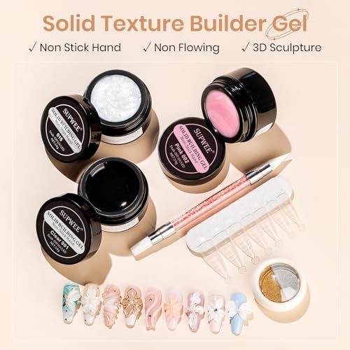 3d Gel Nail Art Sculpture Non Stick Hand Molding Gel for Nails - color: Clear&Pink&Pearl White