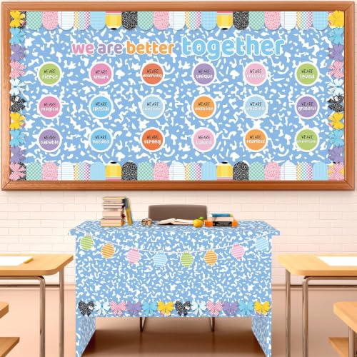 Composition Blue Bulletin Board Paper Roll Blue Dot Bulletin Board Background Paper Fade Resistant Classroom Decoration Poster for Art Craft DIY Projects Home Office Wall Party Supplies 17.7in x 20ft - style: Composition Blue