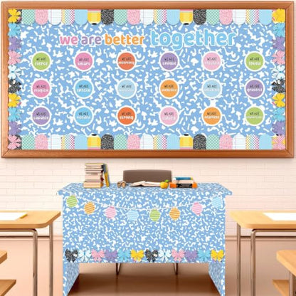 Composition Blue Bulletin Board Paper Roll Blue Dot Bulletin Board Background Paper Fade Resistant Classroom Decoration Poster for Art Craft DIY Projects Home Office Wall Party Supplies 17.7in x 20ft - style: Composition Blue