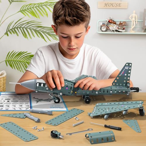 Model Airplane STEM Building Projects Toys - DIY Building STEM Projects Toys for Kids Boys Girls Ages 8-12-16, Assembly Science Kit Model Plane Birthday Gift Toy for Kids Boys 8 9 10 11 12 Years Old - style: 821-4