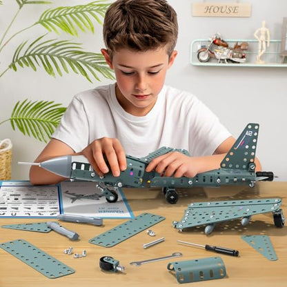 Model Airplane STEM Building Projects Toys - DIY Building STEM Projects Toys for Kids Boys Girls Ages 8-12-16, Assembly Science Kit Model Plane Birthday Gift Toy for Kids Boys 8 9 10 11 12 Years Old - style: 821-4