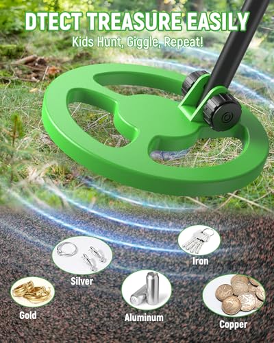 KAIWEETS Kids Metal Detector, 2026 New Animated Color Screen, Adjustable Stem, Lightweight, Treasure Hunt Gift, Complete Starter Kit with Backpack, Bonus Coins, Shovel, Rake (Explorer LITE)