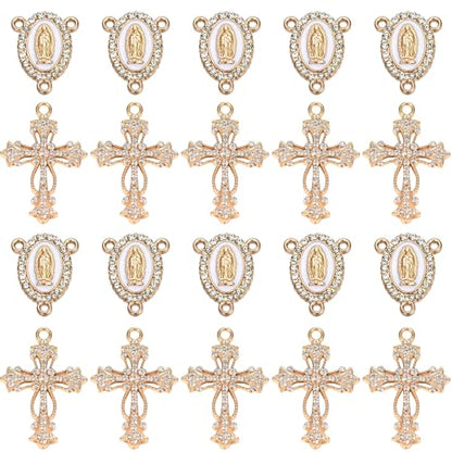 20 Piece Set Rhinestone Cross Connectors and Pendants for Jewelry Making (Gold - Cross B) - color: Gold - Cross B