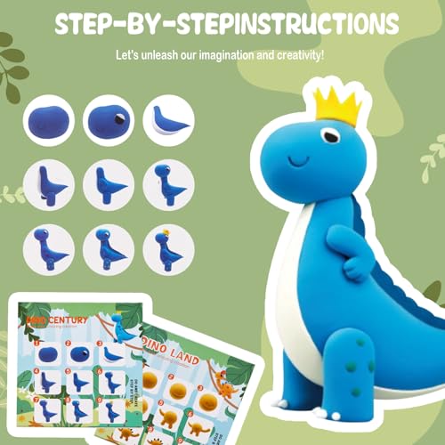Air Dry Clay Kit for Kids – 12 Dinosaur Theme Sealed Jars with Tools & Tutorial Cards | Screen-Free STEAM Activity | Non-Toxic & Non-Sticky | Gift for Boys Girls Ages 3+ - color: 12 Boxes of Dinosaurs