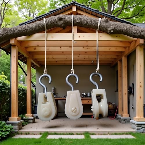 10Pcs White Mini Plastic Pulley Wheel, Lightweight Nylon Small Pulley Wire Rope Pulley Set Nylon Clothesline Pulley Kit for DIY Home School Cranes Pulley Frame Project，Pulley Blocks