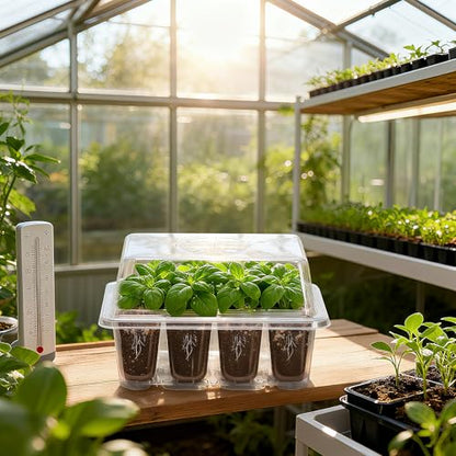 Bonviee 5-Pack Seed Starter Trays, Humidity Dome, Base, 12-Cell Tray, Clear - color: Clear, size: 5 Packs