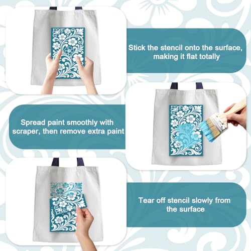 4Pcs 4 Styles Silk Screen Stencils Reusable 3.9 x 6 Inch Polymer Clay Stencils Floral Texture Pattern Nylon Mesh Transfers for T-Shirt Clay Wood Fabric Canvas Jewelry Making DIY Crafts - color: Mixed Shapes-1