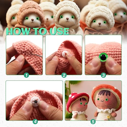 TOAOB 60pcs 12mm Green Safety Eyes for Crocheting Craft Stuffed Animals Eye - color: Green