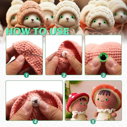 TOAOB 60pcs 12mm Green Safety Eyes for Crocheting Craft Stuffed Animals Eye - color: Green