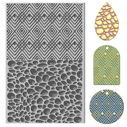 CHGCRAFT Cobblestone Clay Texture Mat Stone Wall and Plaid Pattern Clay Modeling Pattern Pad Texture Sheets for Polymer Clay Making Earrings Jewelry, 4x2.6inch - style: Cobblestone
