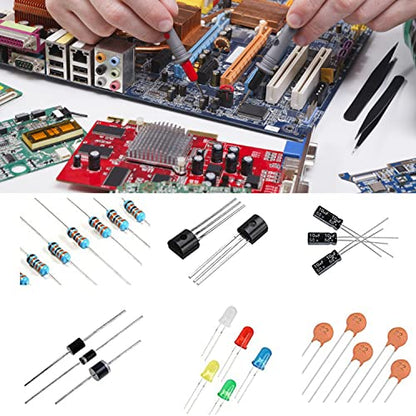 1400Pcs Basic Electronics Component Assortment Kit, Electrolytic Capacitor, Ceramic Capacitor, LED Diode, Common Diode, Resistor, Transistor Component for Arduino, Electronic DIY Project