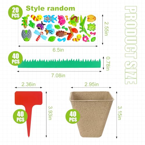 Garden Paper Pot Craft Kit, 40 sets Seed Starter, Spring Summer Kids DIY