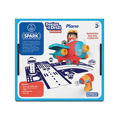 Educational Insights Design & Drill Bolt Buddies Plane - Construction Toys & Toddler Tools, Kids Tool Set with Real Electric Drill Toy, Take Apart STEM Set, Building Kits and Gifts for Ages 3+