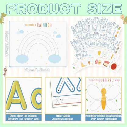 Ireer 36 Pcs Dough Mats for Kids Activity Card for Clay - style: Alphabet