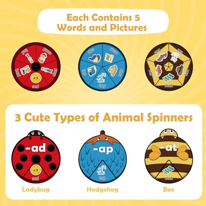 Kasfalci CVC Word Cards,CVC Word Games,Phonics Games,Speech Therapy Toys for Toddlers Kids,Learn to Read,Spelling Reading Learning Game,Kindergarten Preschool Learning Activities Educational Toy - style: CVC