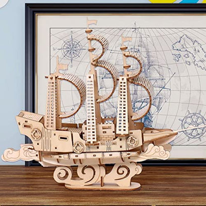 3D Wooden Puzzles Ocean - Sailboat Model Kits, Brainteaser and Puzzle for Christmas/Birthday,Gifts for Adults and Teens to Build Combination - style: Sailboat