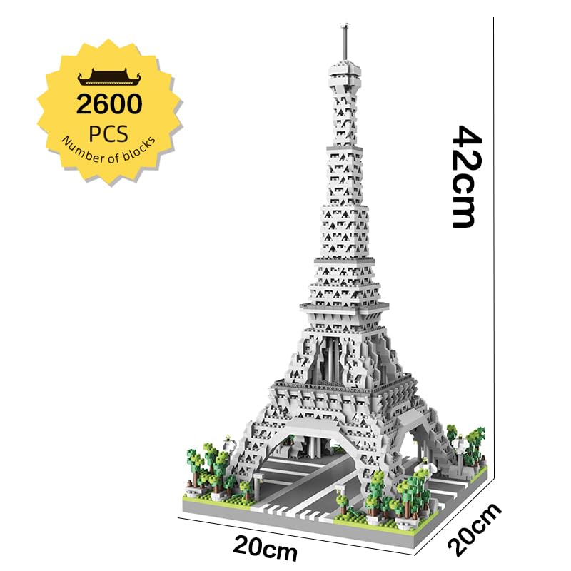 Aningde 2600Pcs Eiffel Tower Architecture Micro Building Bricks Model Kit for Adults – Detailed Architectural Display Model – Ages 14+