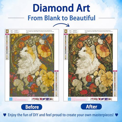 AUKELHJ Cat Diamond Art Kits for Adults, Diamond Painting, 12x16 Inch - color: 11-Cat, size: 12X16 inch