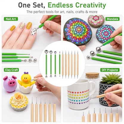ABenkle 10Pcs Dotting Tools Ball Styluses for Rock Painting, Pottery Clay Modeling Embossing Art Mandala - color: Green