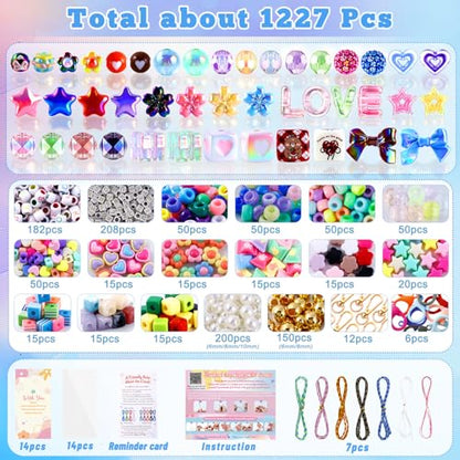 TOHONGADON 1227 PCS Beaded Keychain Making Kit for Women,DIY Bag Charm Kits - color: 1227 PCS Beads
