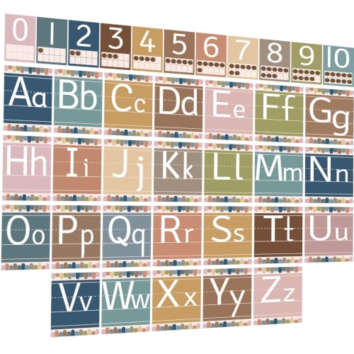 41 Pcs Boho Alphabet for Classroom Boho ABC Posters and 0-10 Number Cards Number Line Suitable for English Classroom and Spanish Classroom (English and Spanish ABC Boho) - color: Spanish Abc Boho
