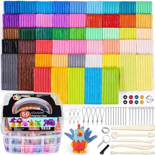 CiaraQ 50-Color Polymer Clay Oven Bake Modeling Kit - color: 50 Colors