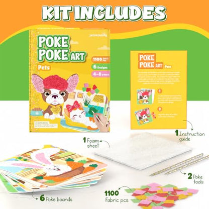 jackinthebox Poke Art Pets Crafts Kits for Children, Gifts Toys, Ages 4-8 - style: Pets