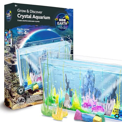 BBC Earth Grow & Discover Crystal Aquarium, Grow Colorful Cave-Like Crystal Formations Inside Reusable Tank, Magic Rocks, STEM Toys, Unique Crystal Growing kit, Science Experiments for Kids 6-8 - style: Crystal Aquarium