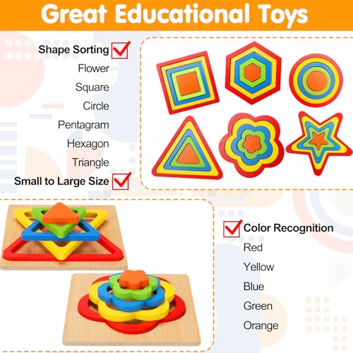 Toddler Puzzles Montessori Toy Wooden Shape Sorting Puzzle Educational Toy
