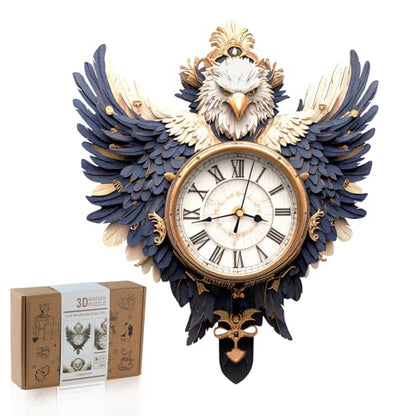 3D Puzzles for Adults, Bald Eagle Clock 3D DIY Model Kit Crafts