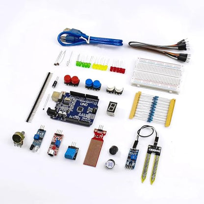 UNO Starter Kit for UNO R3 Development Board Basic Starter Kit 400 Hole Breadboard, Sensors, Obstacle Avoidance Module, and Essential Compatible with A rduino IDE HUAGZIMO