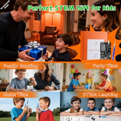 eUda+ STEM Walkie-Talkies Kit for 12-14 Sciience Kits for Kids Age 13-15 Teen Boys Gift Idea 16-18 Soldering Projects DIY Electronic Kits for 15-18 Family Games (Soldering Version, BTB) - color: Soldering Version, Bear-transparent Black (Btb)