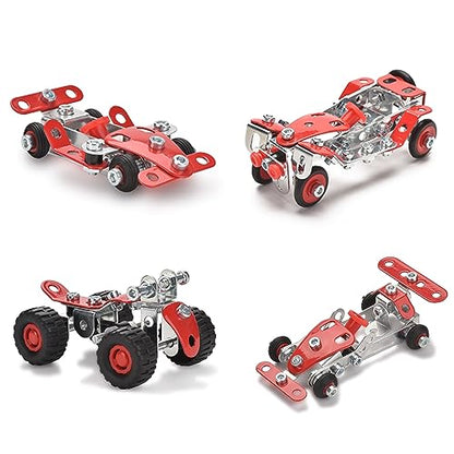 Ferthor Fun Racing Car STEM Toy Sets for Boys Ages 8-12, Metal Building Kit,STEM Building Toys for Boys Age 8-12,Roadster Red Vehicle Car Model for Kids 8 9 10 11 12-16 Years Old（265PCS）
