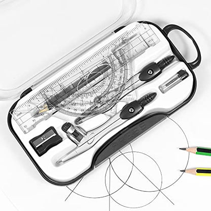 Vobou 10 pcs Math Geometry Set Student Supplies,Compass Kit Set (Black） - color: Black