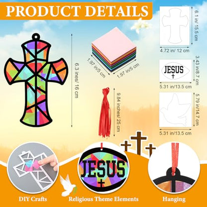 Sinload 24 Sets Religious Sunday School Cross Fish Dove Tissue Paper Crafts - style: Dove Fish Cross