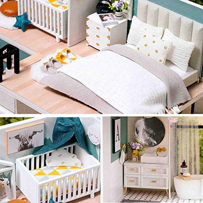 MAGQOO 3D Dollhouse Miniature with Furniture, DIY House Kit with Dust Proof 1:24 Scale Creative Room Idea (Comfortable Life) - color: Comfortable Life