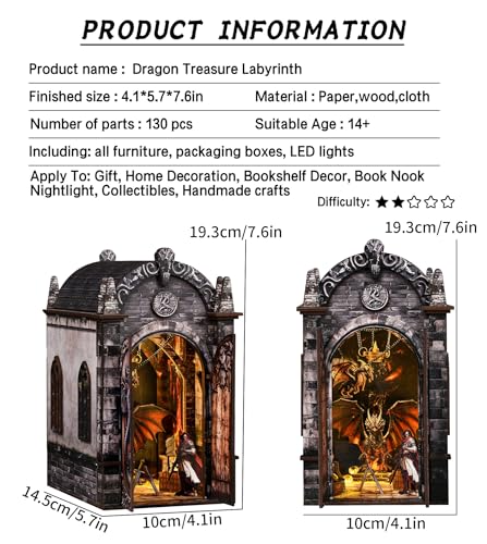 Spilay Book Nook Kit for Adults, Magic DIY Miniature House Kit - color: Dragons Treasure Labyrinth
