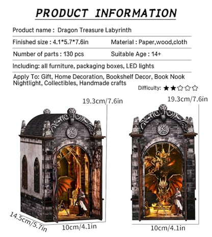 Spilay Book Nook Kit for Adults, Magic DIY Miniature House Kit - color: Dragons Treasure Labyrinth