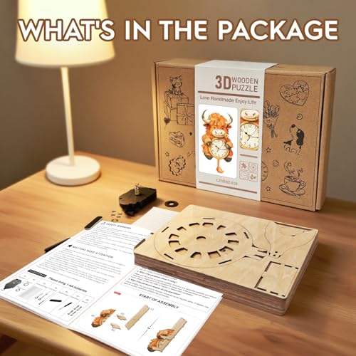3D Puzzles for Adults Highland Cow Puzzle Clock Adult Crafts - color: Highland Cow Clock