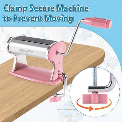 WECLAYER Polymer Clay Press Machine,Clay Roller Machine with 8pcs Modeling Clay Tools,Stainless Steel Polymer Clay Tools for Clay Earring Making,7 Adjustable Thickness Setting Clay Pasta Machine