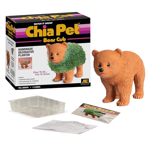 Chia Pet Bear Cub with Seed Pack, Decorative Pottery Planter, Easy to Do and Fun to Grow, Novelty Gift, Perfect for Any Occasion - style: Bear Cub