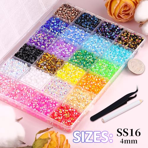 12600Pcs Resin Jelly Rhinestones with Tweezers for Crafting, Mixed-Color 4mm Non Hotfix Flatback Gems, Bedazzling Crystal for DIY Crafts Clothing Tumblers Mugs Shoes Fabric Decor Nail Art Makeup - color: Jelly Multicolored 4mm, size: Large Pack