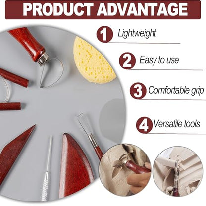 LINPHCEY 14-Piece Clay Sculpting Tools Set Perfect for Polymer Air Dry Modeling Clay Beginners & Professionals Ideal for DIY Pottery & Ceramics Tools for Clay Sculpey Sculpting & Crafting - color: 14PCS/SET